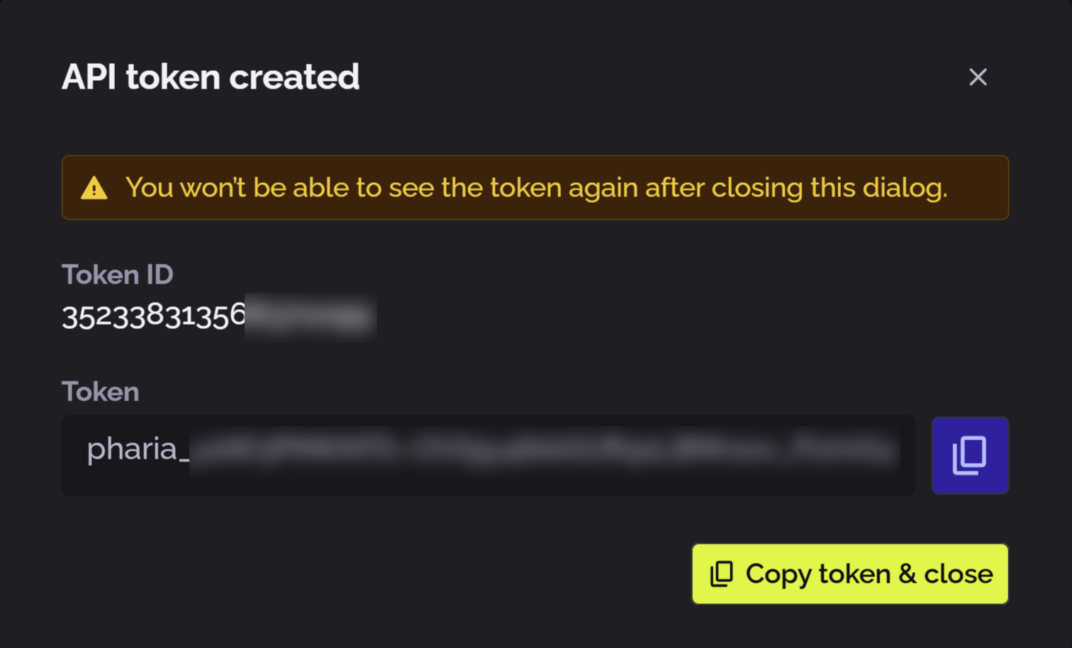 PhariaOS - display token secret