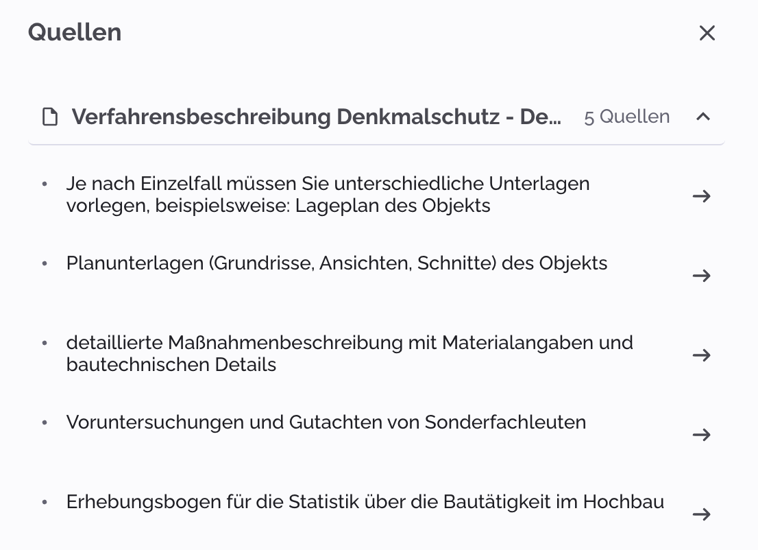 PhariaAssistant Chat - Quellen