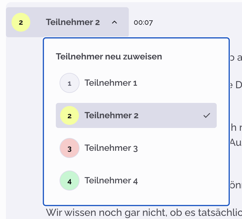 PhariaAssistant Transkription - Teilnehmer zuordnen