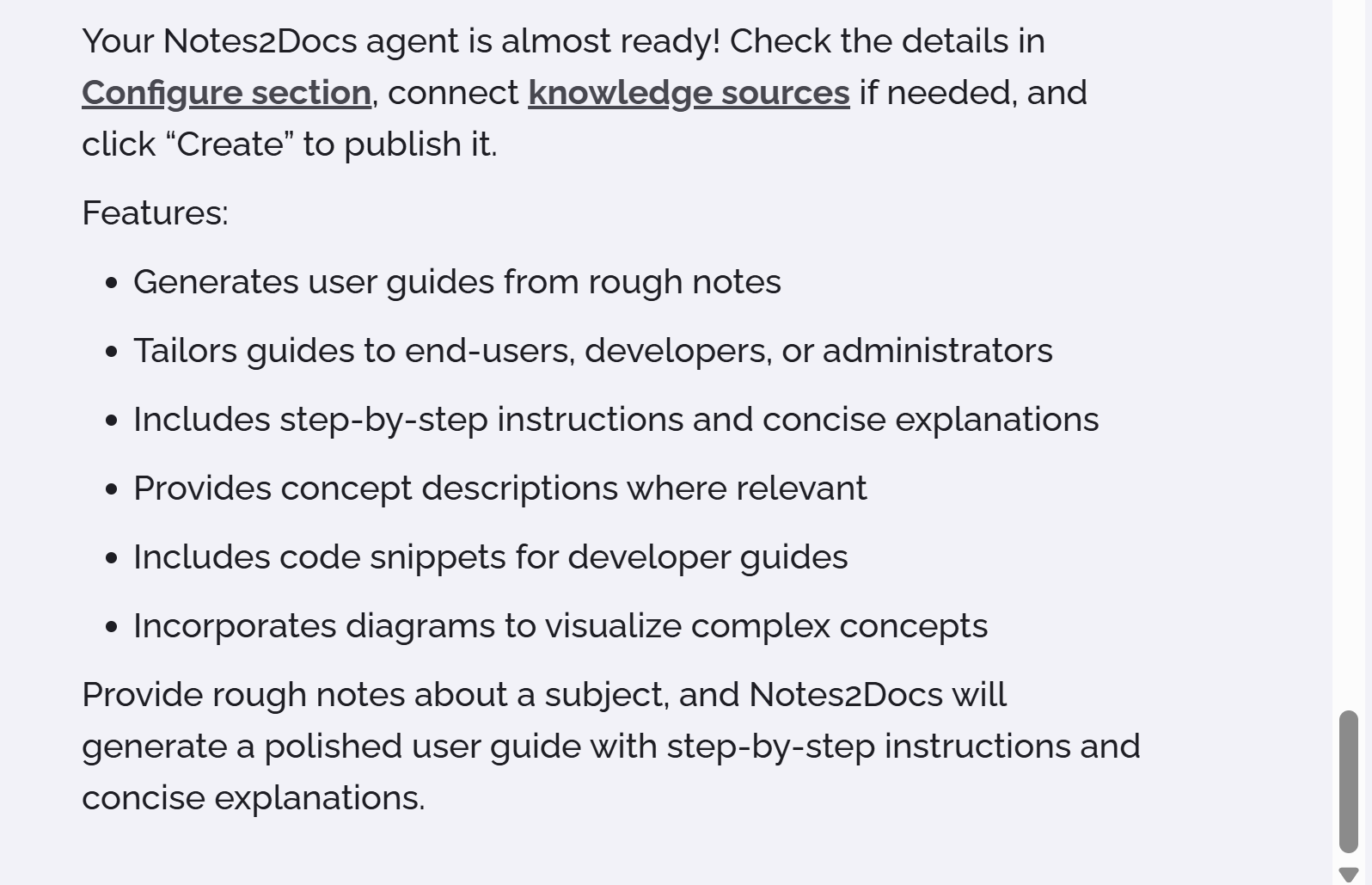 PhariaAssistant summarise agent instructions