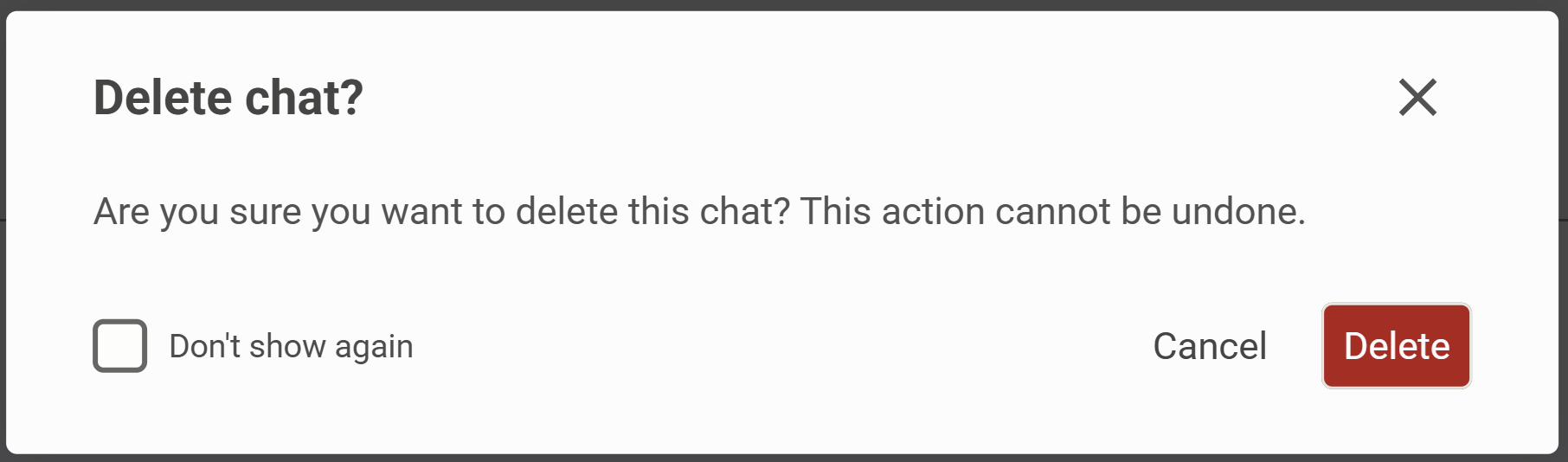 PhariaAssistant Chat - Delete chat? box