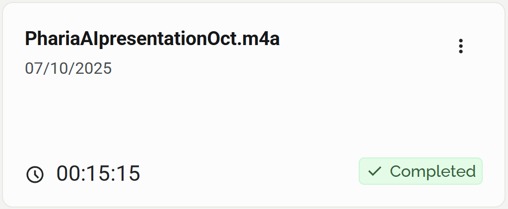 PhariaAssistant Transcription - transcription complete