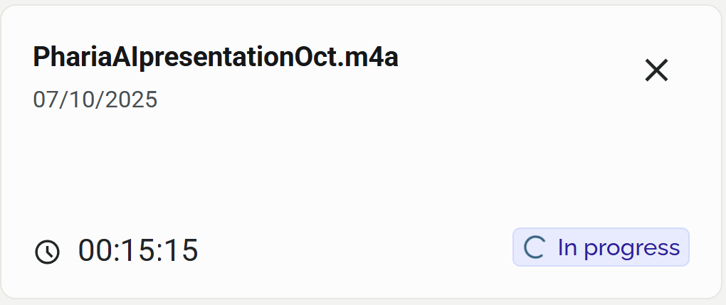 PhariaAssistant Transcription - transcription in progress
