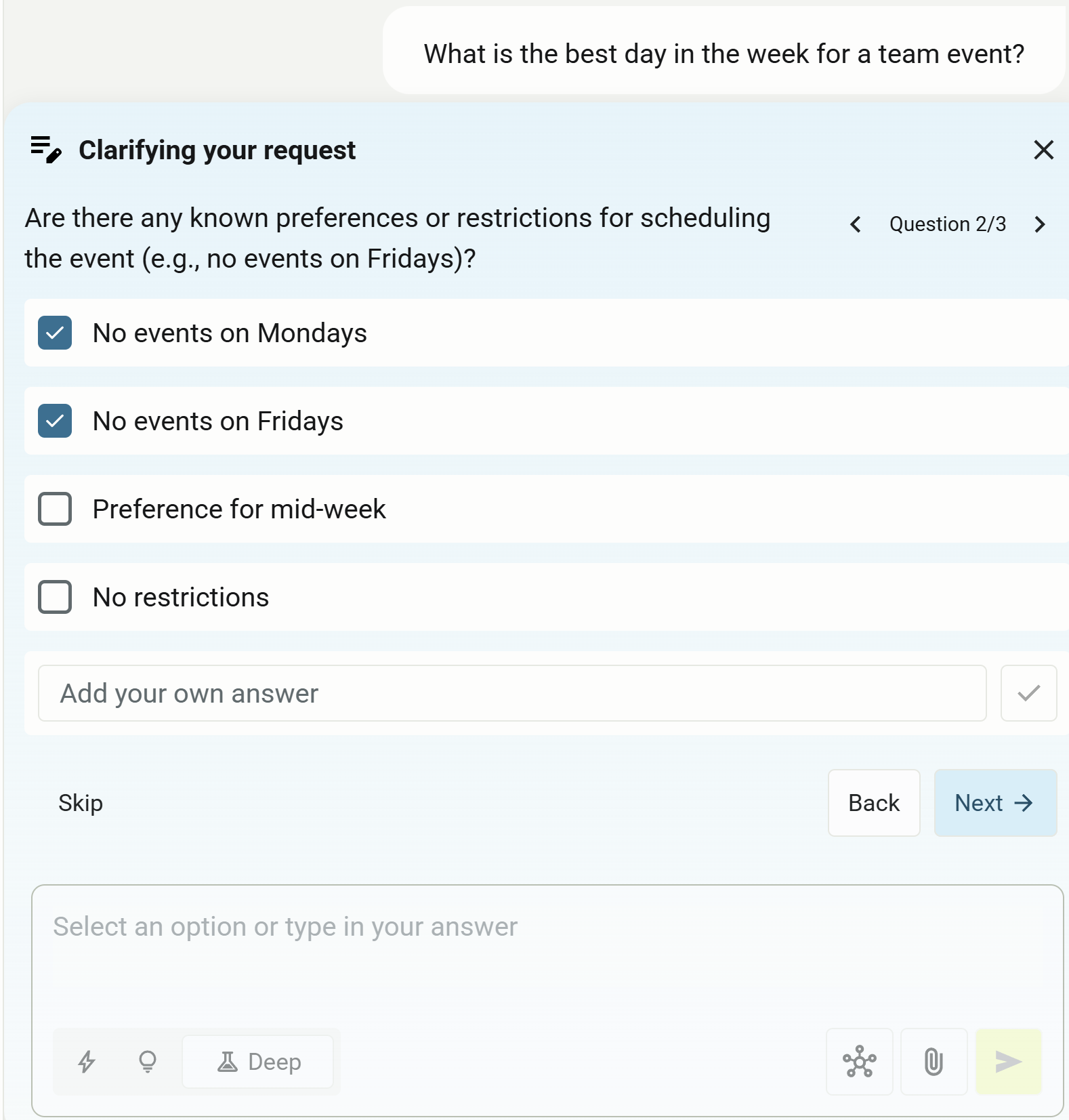 PhariaAssistant Chat - follow-up questions