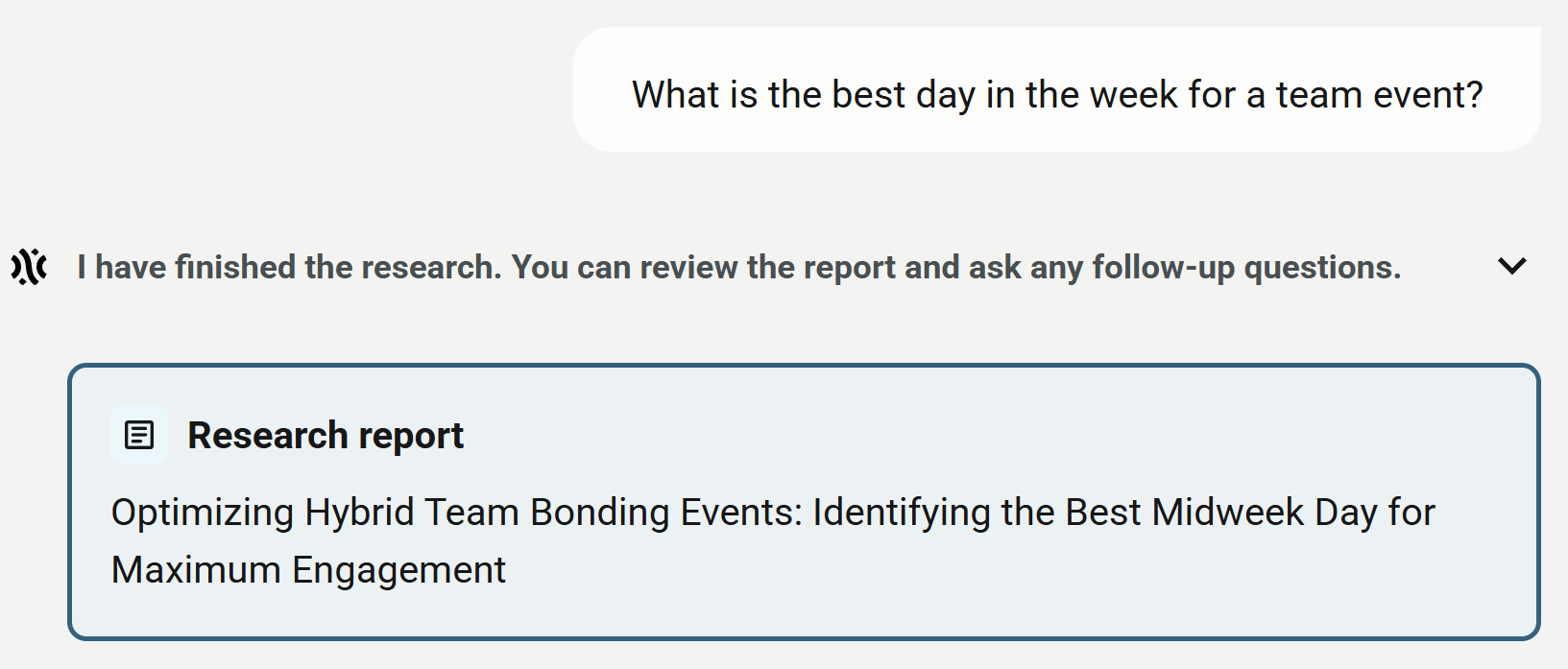 PhariaAssistant Chat - reopen the research report