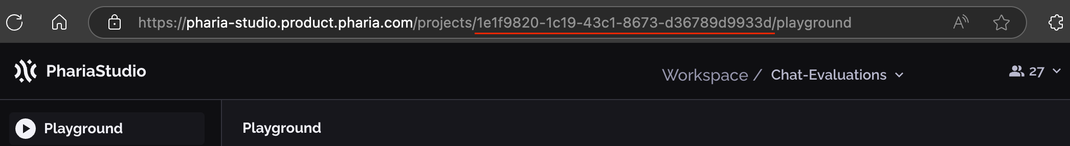 PhariaStudio - project ID in URL