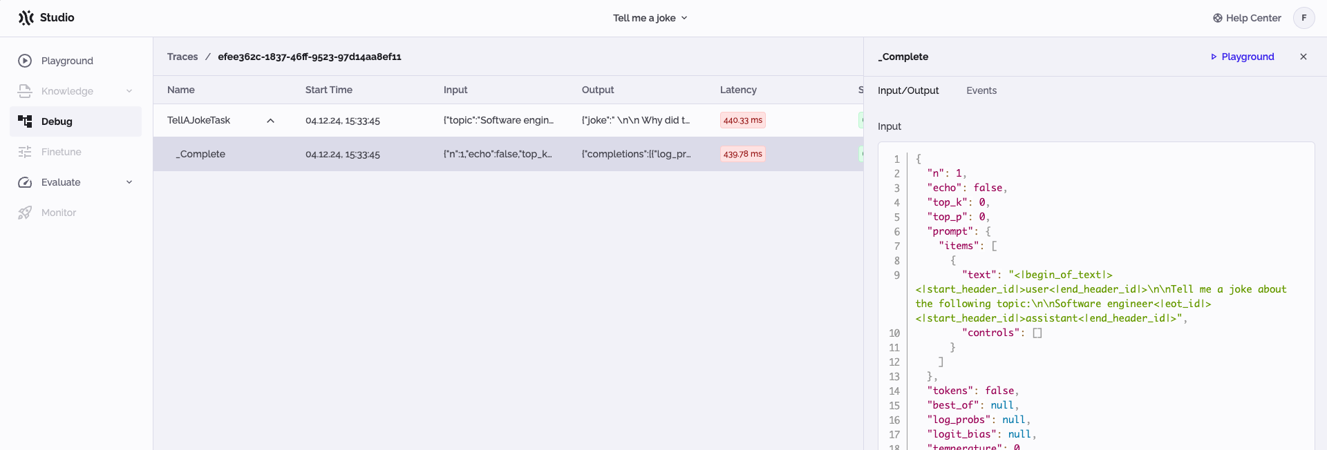 PhariaStudio - trace subtask