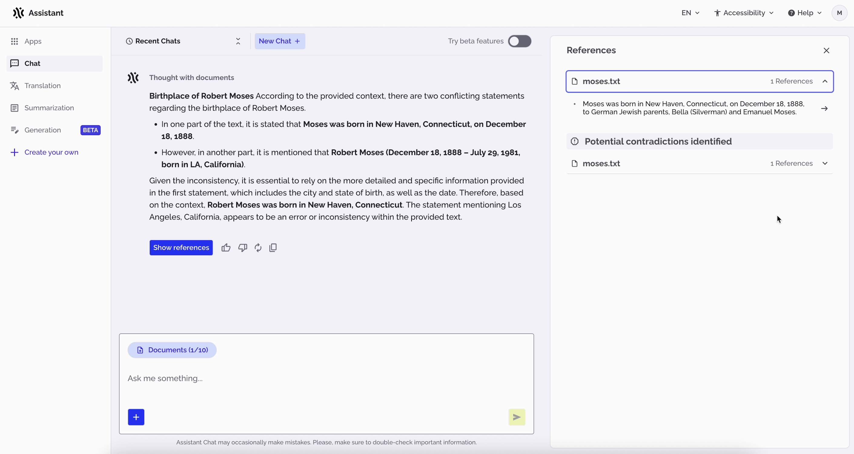 PhariaAssistant Chat - improved UI