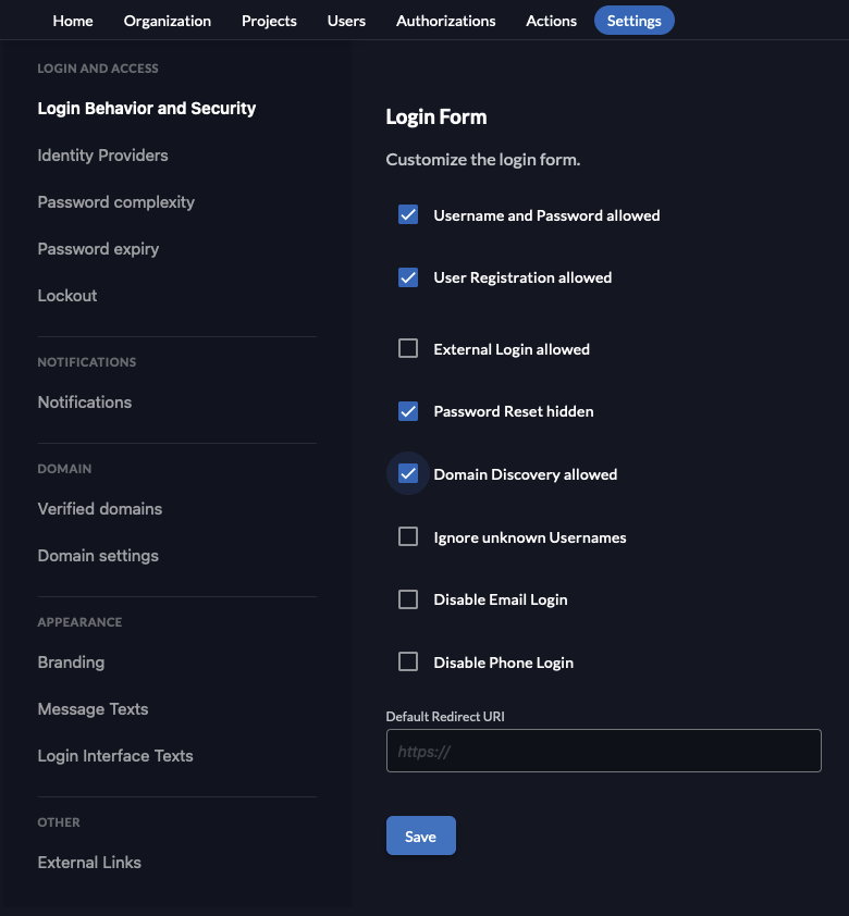 Zitadel: enable self-sign-up