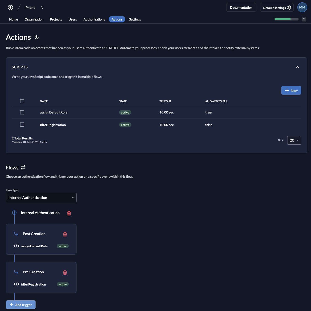 Zitadel: user self-sign-up pipeline